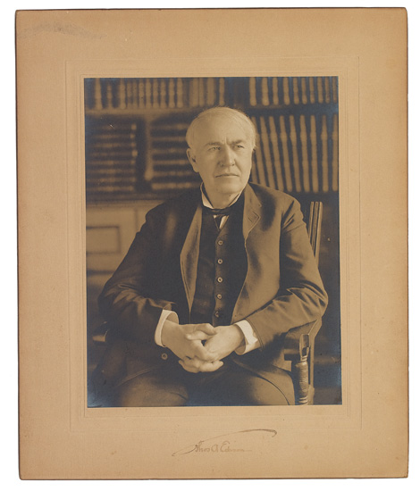 Appraisal: EDISON THOMAS A Photograph Signed half-length portrait of the inventor