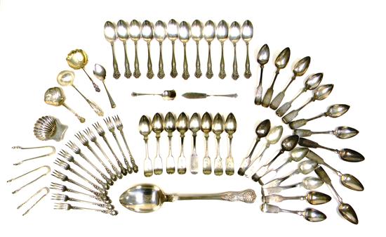 Appraisal: SILVER Sixty eight pieces of silver flatware including five gilt-washed