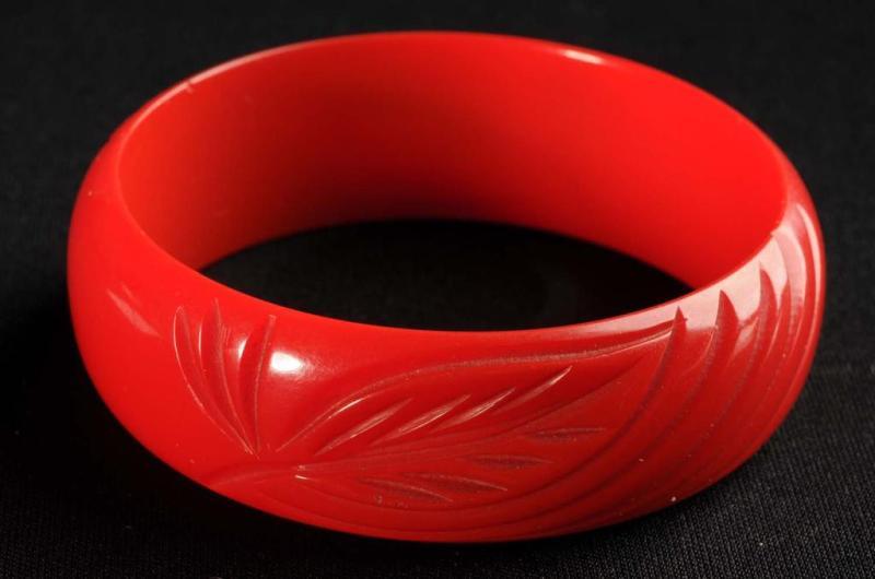 Appraisal: Bakelite Carved Red Bracelet Condition Excellent Size - Dia