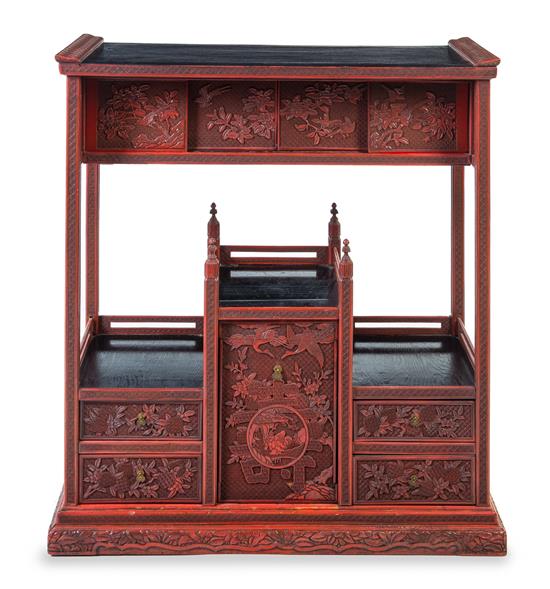 Appraisal: Sale Lot A Chinese Cinnabar Lacquer Display Cabinet the rectangular