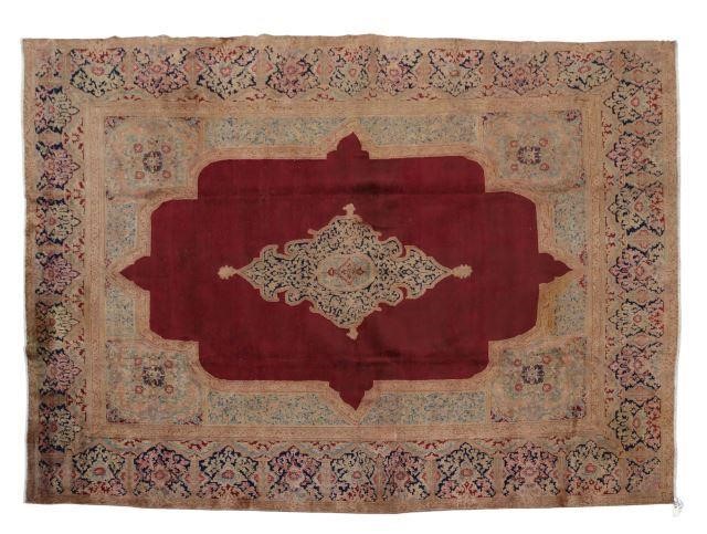 Appraisal: Hand-tied Persian Mashad rug approx ' l ' w