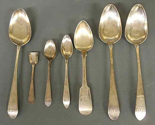 Appraisal: Group of American coin silver spoons and a shovel to