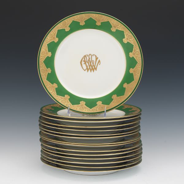 Appraisal: KARLSBAD PLATES SET OF x Cream plates with green and