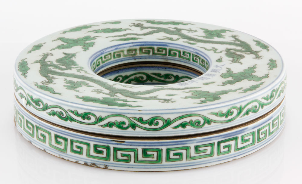 Appraisal: - Chinese Famille Vert Jewelry Box Chinese famille vert jewelry