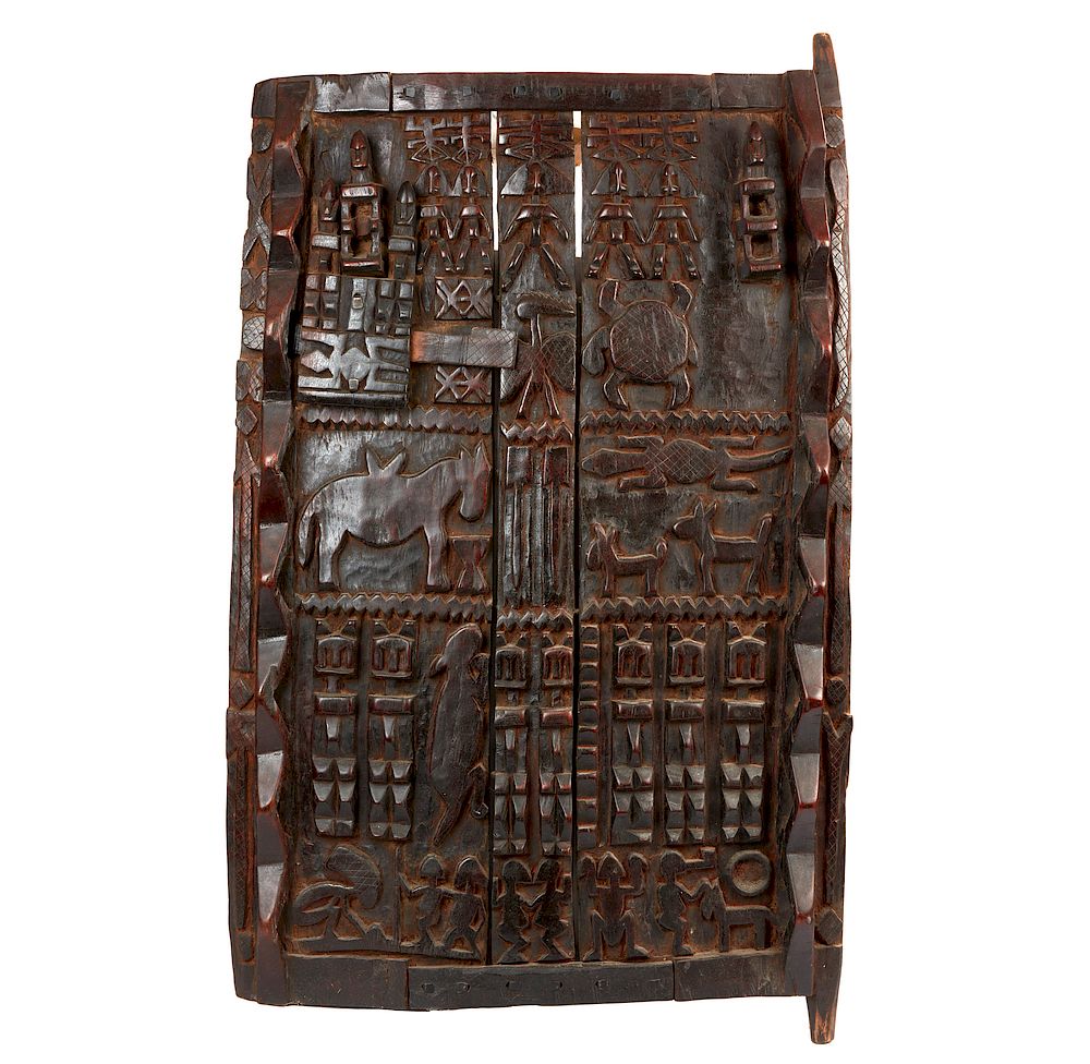 Appraisal: Large Dogon Door with Figures Large wooden Dogon door with