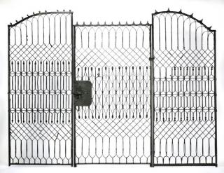 Appraisal: Wrought iron garden gate w Wrought iron garden gate in