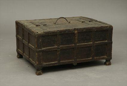 Appraisal: Wooden Indian Dowry Box with Metal Strapping