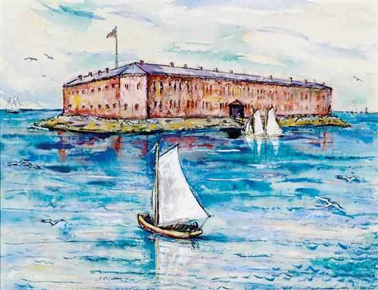 Appraisal: Corrie Parker McCallum South Carolina - FT SUMTER watercolor and