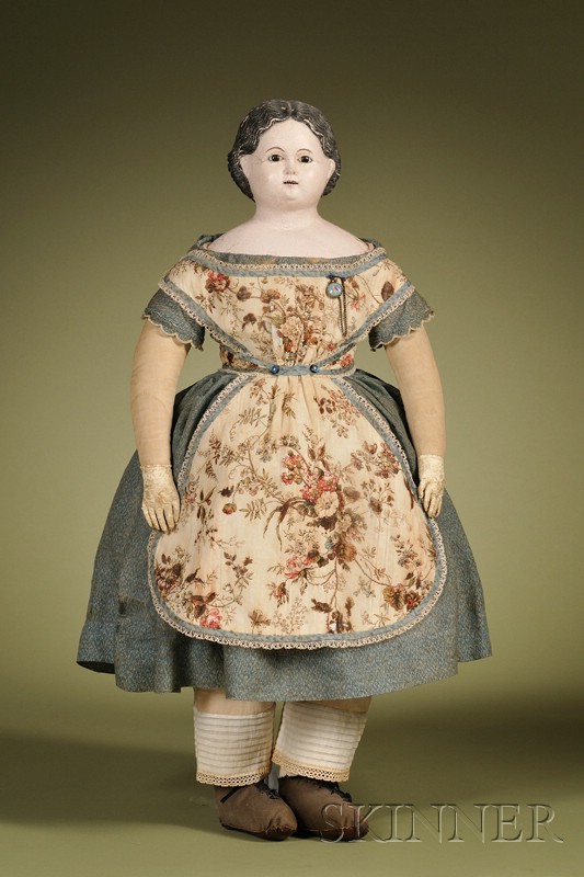 Appraisal: Papier-mache Doll with Open Mouth Germany c papier-mache shoulder head