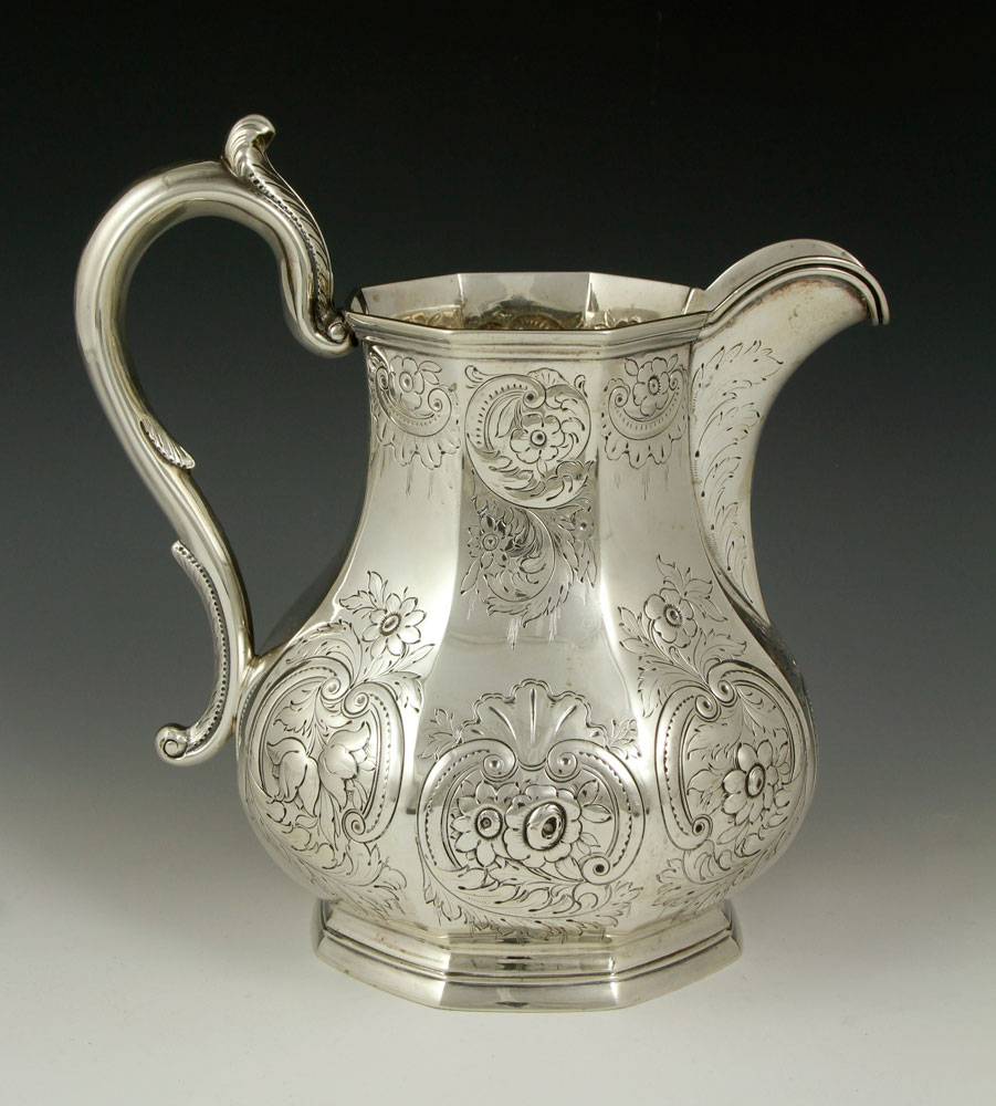 Appraisal: - Wood Hughes Coin Silver Pitcher Wood Hughes coin silver