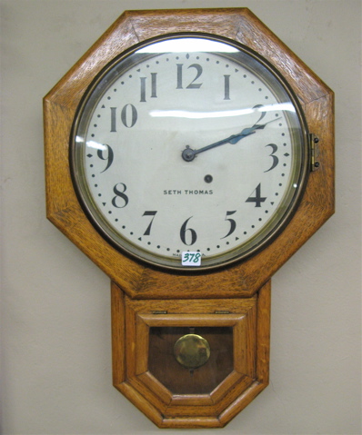 Appraisal: ANTIQUE SCHOOL HOUSE WALL CLOCK Seth Thomas Clock Co early