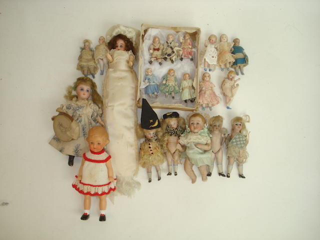 Appraisal: Collection of various miniature dolls Including a bisque head Simon