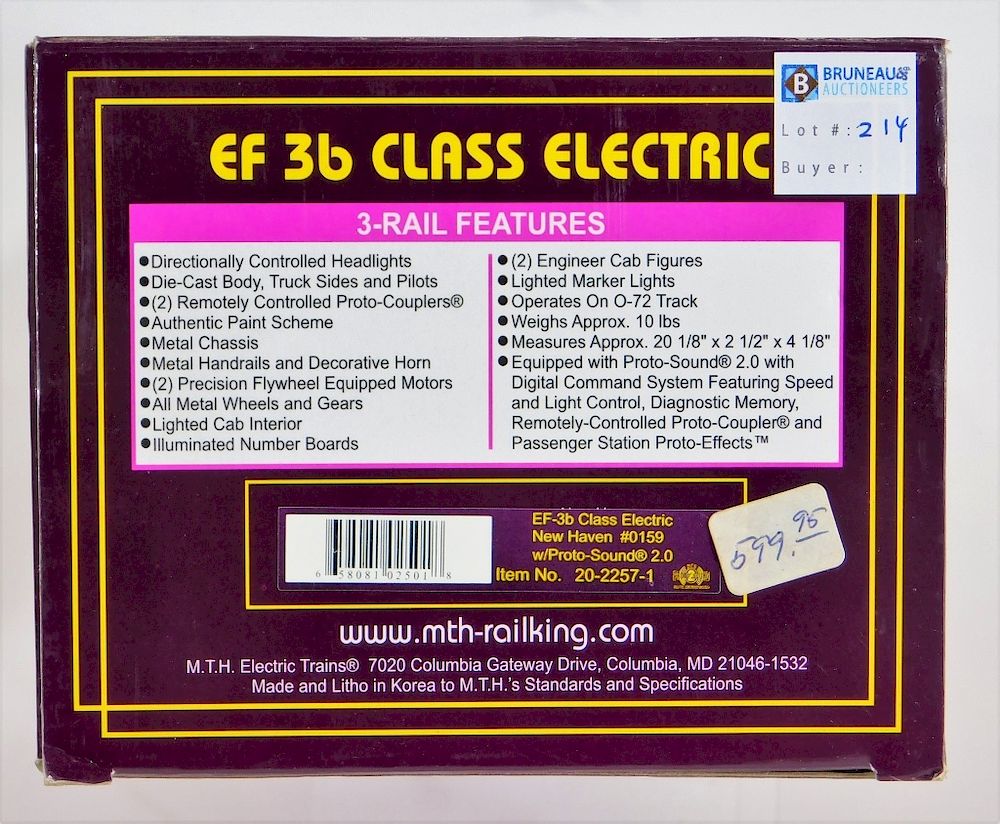 Appraisal: MTH New Haven EF b Class Electric O Gauge Train