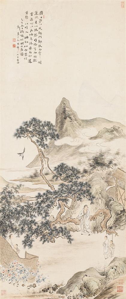 Appraisal: SHIN-LOU-SHAN-JEN chinese at years of age LANDSCAPE WITH GENTLEMAN LEANING