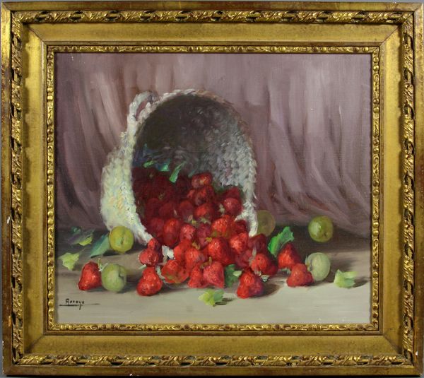 Appraisal: Arroyo still life with strawberries o c signed LL x