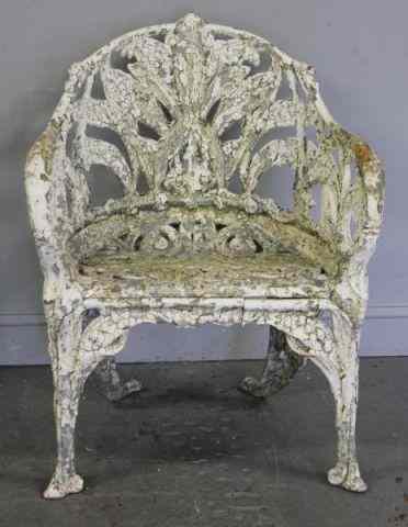 Appraisal: Antique Cast Iron Garden Chair Lily of the valley pattern