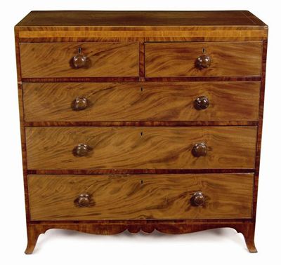 Appraisal: A th century 'North Country' mahogany chest the rectangular crossbanded