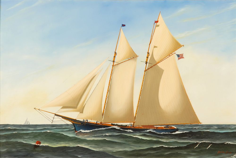 Appraisal: JEROME HOWESAmerican ContemporaryTwo-masted schooner Signed lower right Jerome Howes Oil