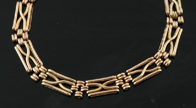 Appraisal: An antique gate link bracelet The ct gold fancy link