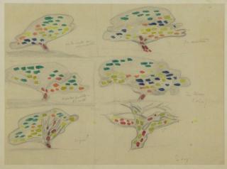 Appraisal: SIGNAC Paul Watercolor and Pencil Studies of a Tree Six