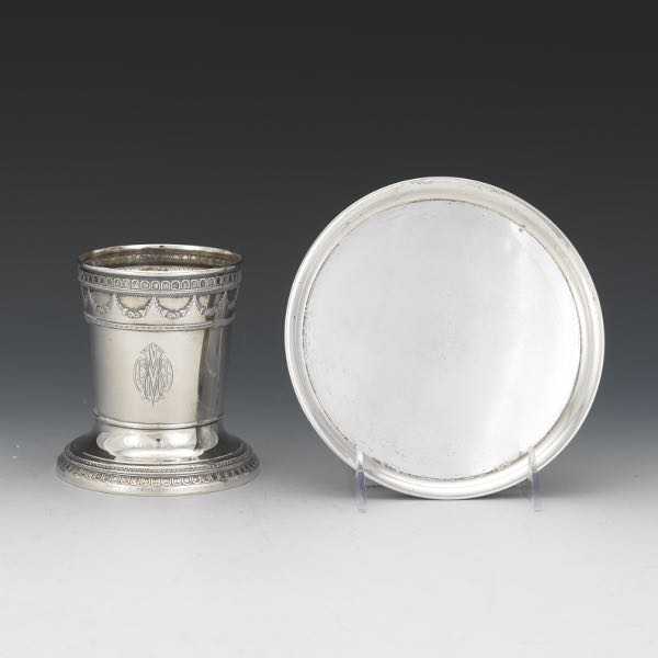 Appraisal: DOMINICK HAFF STERLING SILVER BEAKER BRUSH HOLDER AND FRANK M