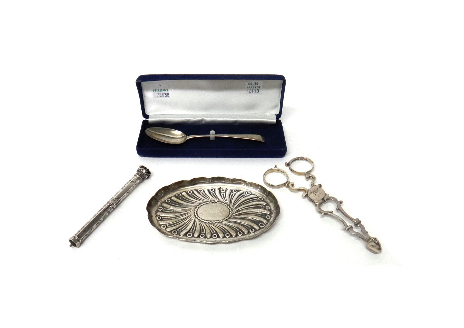 Appraisal: Silver and silver mounted wares comprising a pair of scissor