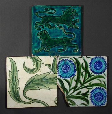 Appraisal: A William De Morgan tile modelled in low relief with