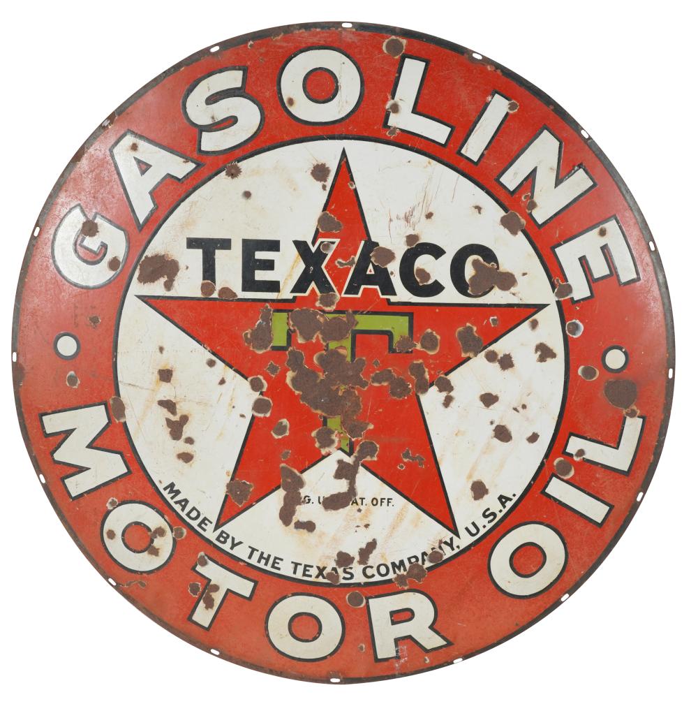 Appraisal: TEXACO GASOLINE MOTOR OIL SIGNpainted metal Condition pitting to enamel