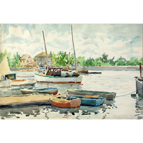 Appraisal: Carle Michel Boog American - Moorings in the Harbor watercolor