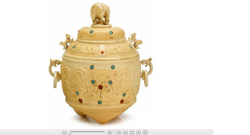 Appraisal: Chinese carved and inset elephant ivory covered censer Qing dynasty