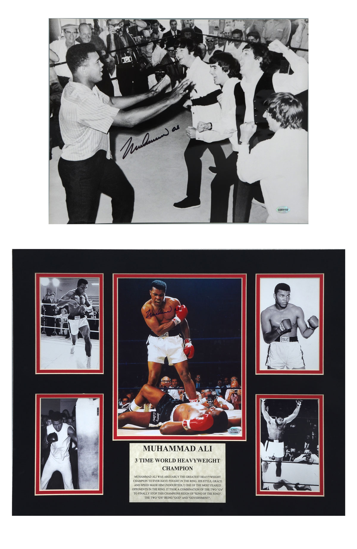 Appraisal: PIECE MUHAMMAD ALI SIGNATURE LOT Comprising - Five photo collage