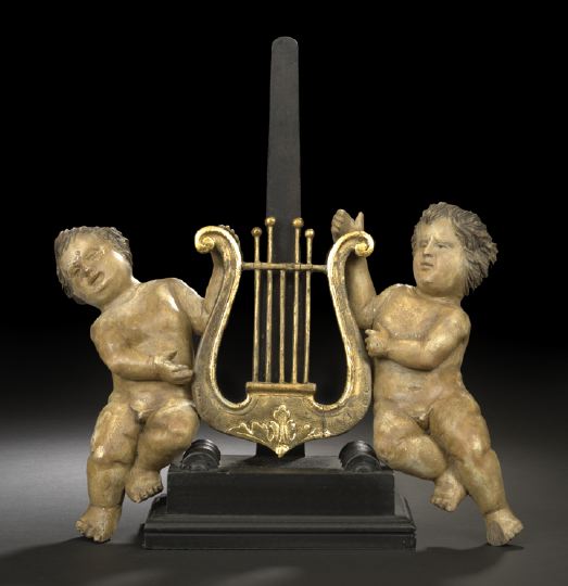 Appraisal: Italian Carved Polychromed and Parcel-Gilt Pine Music Stand Support fourth