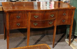 Appraisal: Federal band inlaid sideboard circa having a shaped top above