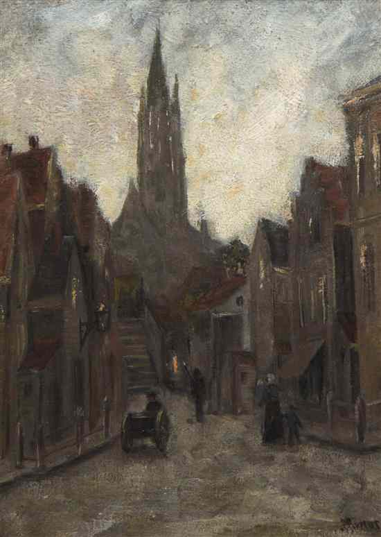 Appraisal: J Rappot th th century View of a Cathedral oil