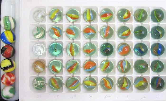 Appraisal: ESTATE COLLECTION OF FIFTY-FOUR HAND MADE MARBLES solid core banded