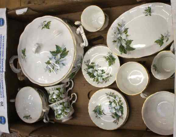 Appraisal: Tray of Paragon Trillium Dinner and Tea Wares comprising Covered