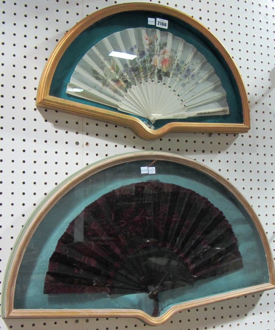 Appraisal: Two fans framed and glazed