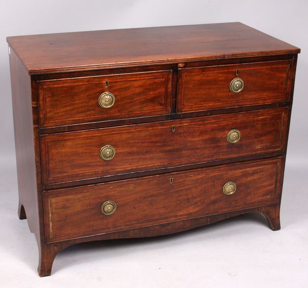 Appraisal: th Century English Hepplewhite chest on chest drawers with cock