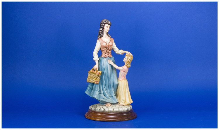 Appraisal: Capo-Di-Monte Signed Figure Women and Child on Oval Wooden Plinth