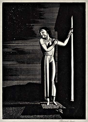 Appraisal: ROCKWELL KENT Starry Night Wood engraving x mm x inches