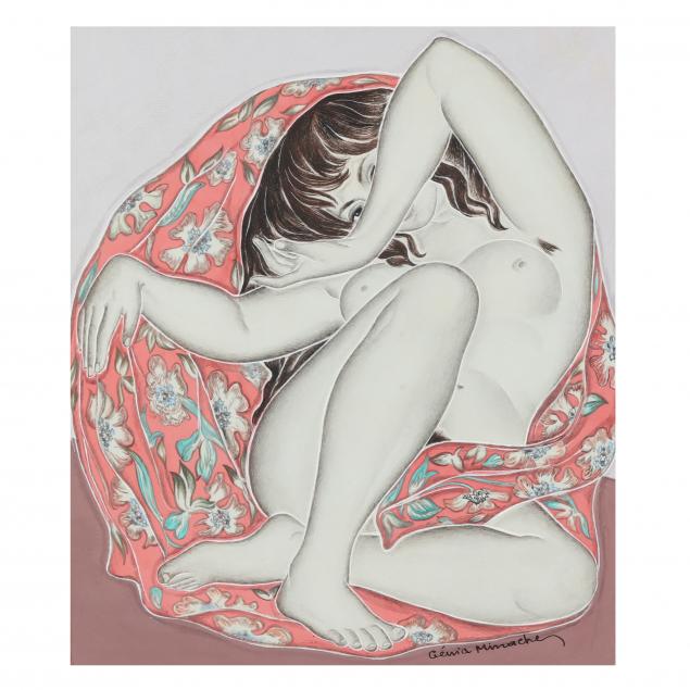 Appraisal: GENIA MINACHE RUSSIAN FRENCH - RECLINING NUDE Gouache on paper