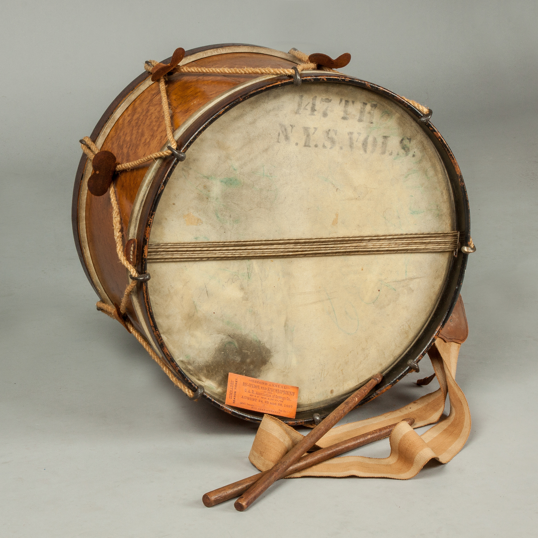 Appraisal: Inlaid Bird's Eye Maple Rosewood Civil War Era Drum Lyon's