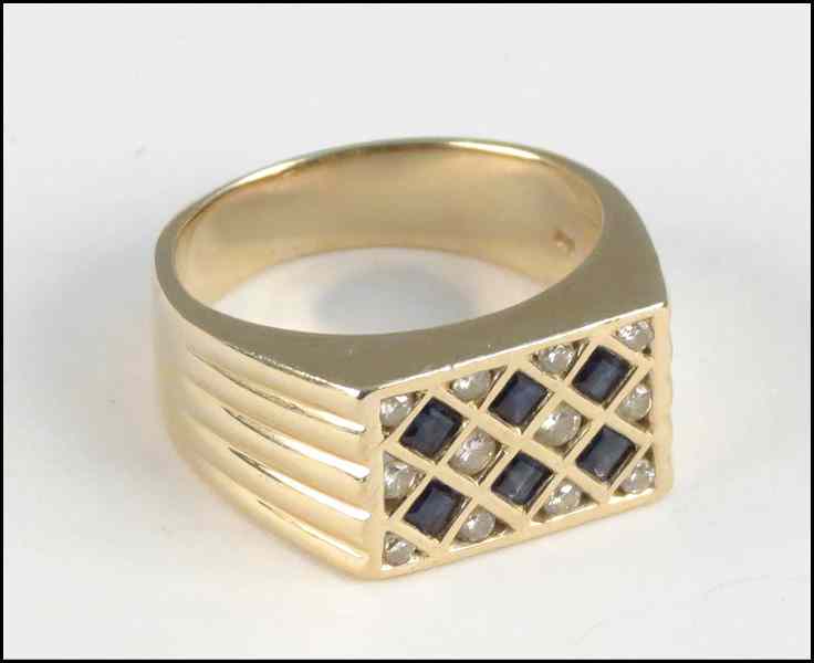 Appraisal: SAPPHIRE DIAMOND AND KARAT YELLOW GOLD RING Round diamonds and