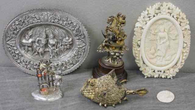 Appraisal: Silver and Miscellaneous Lot Includes a Mexican sterling blowfish -