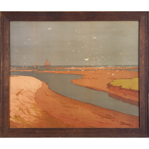 Appraisal: KARL OTTO MATTHEI German - Chromolithograph of a seashore with