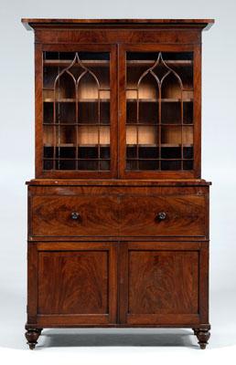 Appraisal: Classical butler s secretary linen press two-case construction upper case