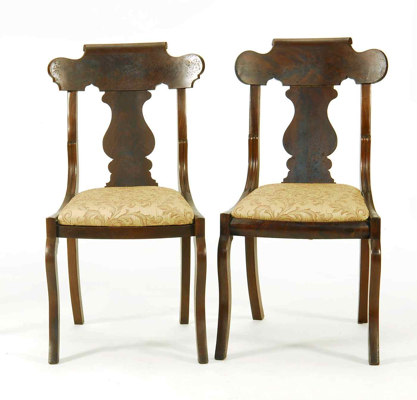 Appraisal: PAIR OF ANTIQUE AMERICAN CLASSICAL CHAIRSCirca - In mahogany with