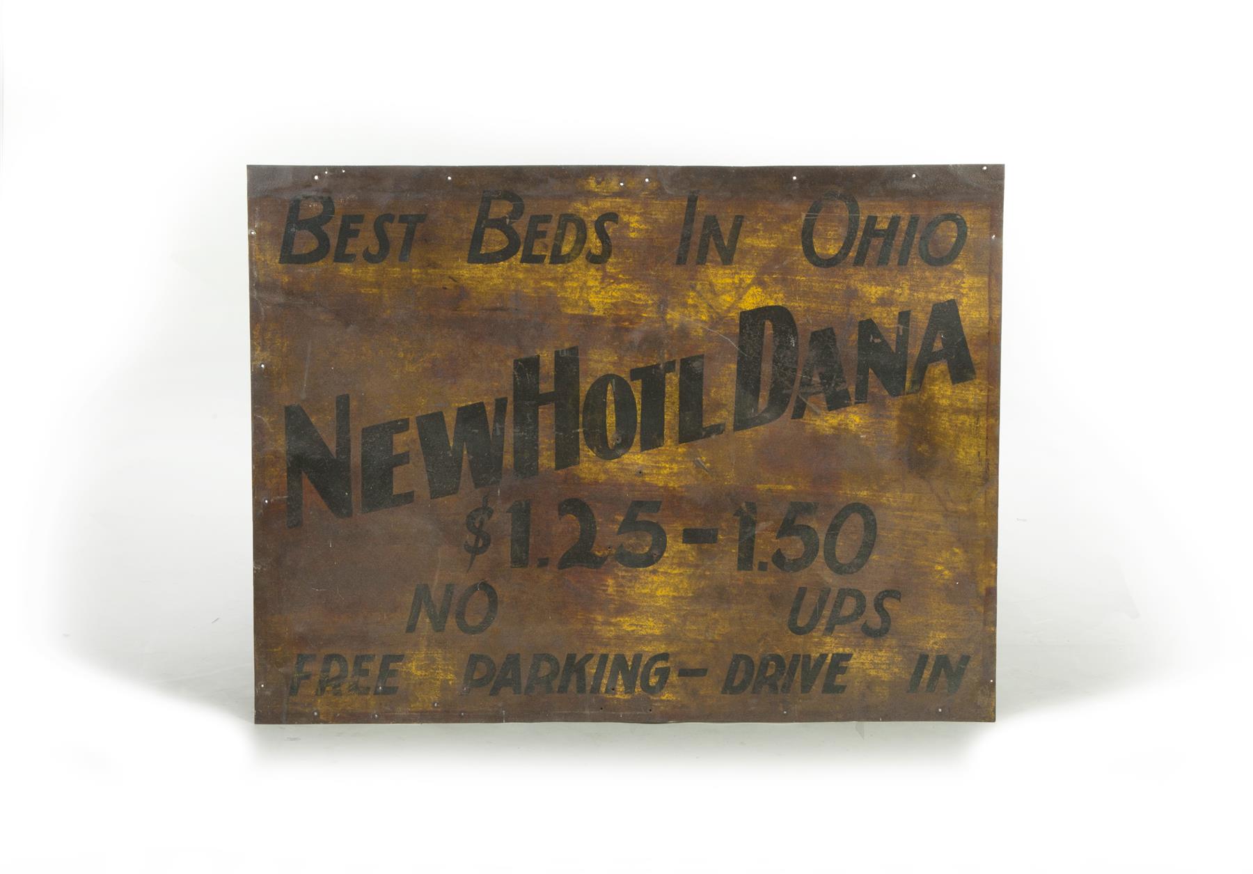 Appraisal: HOTEL ADVERTISING SIGN Ohio st half- th century tin Best