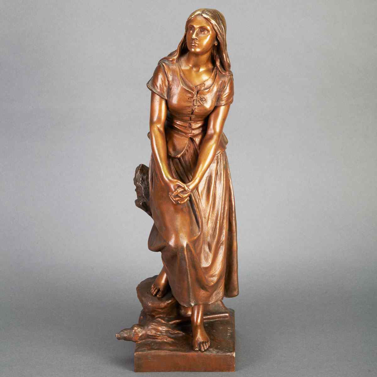 Appraisal: Eug ne Laurent French - JEANNE D'ARC patinated bronze figure