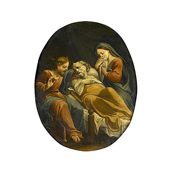 Appraisal: OLD MASTER PAINTINGOil on canvas of Jesus and Mary Tending